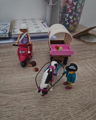 Playmobil cavalli carrozza e motorino 