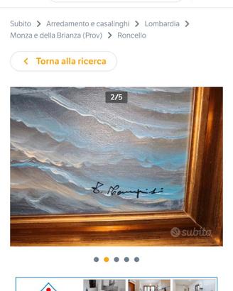 Quadro olio su tela