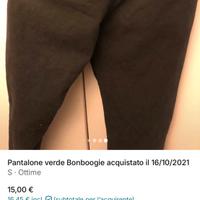 Pantalone verde Bonboogie taglia s nuovo