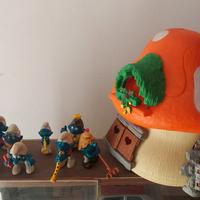 Casa a fungo dei Puffi vintage anni ’80 + 11 puffi