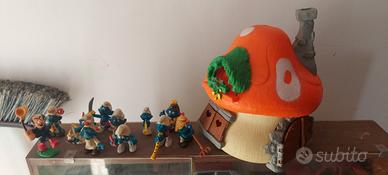 Casa a fungo dei Puffi vintage anni ’80 + 11 puffi