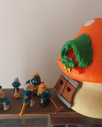 Casa a fungo dei Puffi vintage anni ’80 + 11 puffi