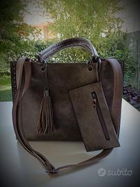 borsa donna grigio/marrone 