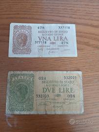 Banconota da Una Lira e Due Lire