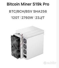 Bitmain Antminer S19 K Pro 120 TH/s NUOVO