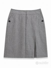 Max Mara Gonna Donna 100% Puro Lino Grigio IT 44
