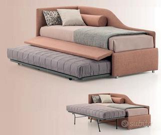 Letto estraibile imbottito con 2 materassi