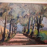 A. Mazzi - Olio su Compensato -Paesaggio Alberato