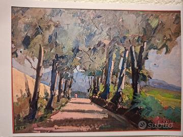A. Mazzi - Olio su Compensato -Paesaggio Alberato
