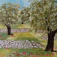 Quadro ad Olio su Tela "Terrazze Liguri" 70 x 50