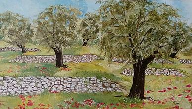 Quadro ad Olio su Tela "Terrazze Liguri" 70 x 50