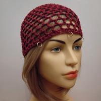 cuffia rete borgogna con anellini