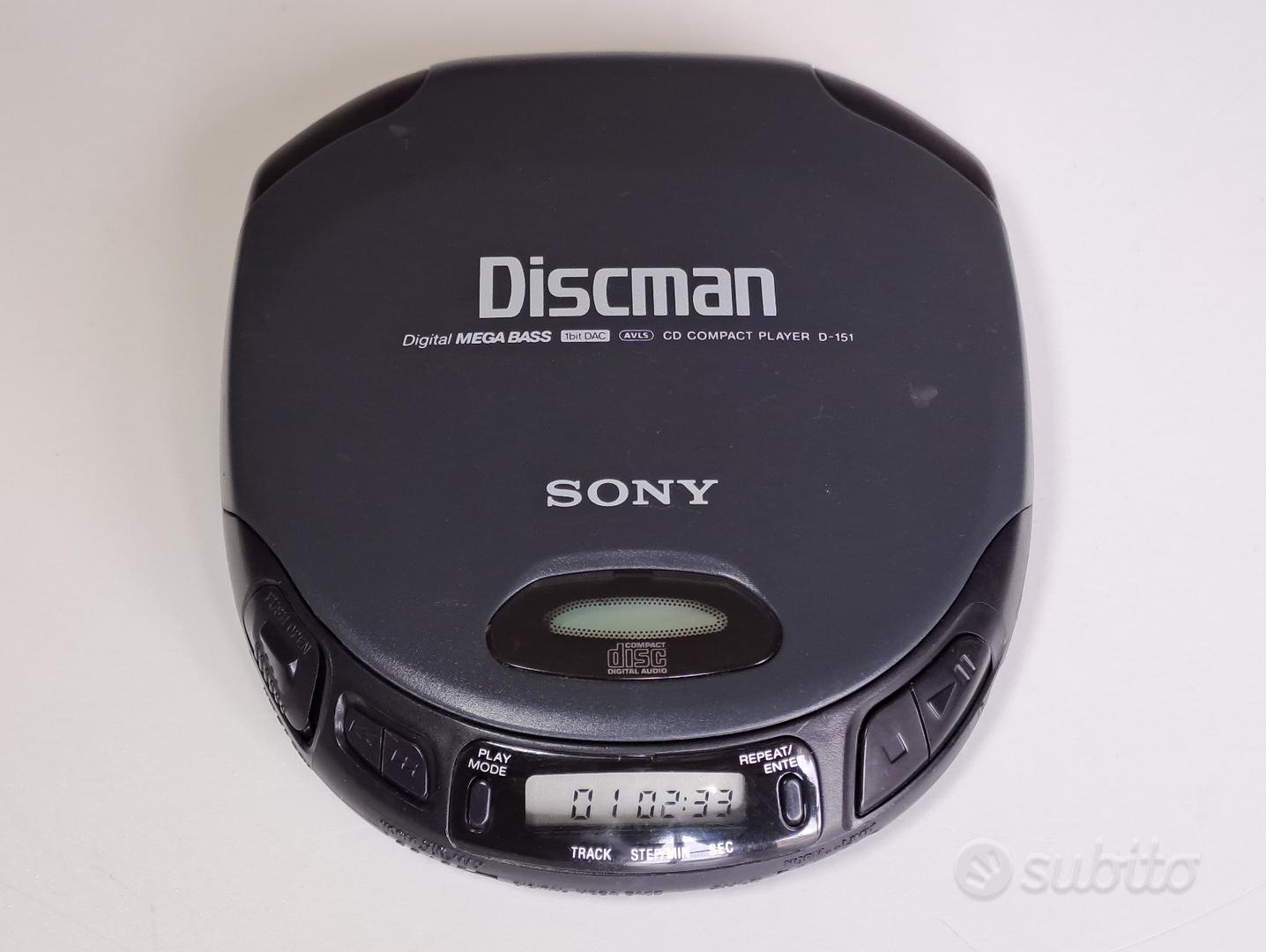 Lettore CD Player Sony Discman D-151 con LINE-OUT - Audio/Video In