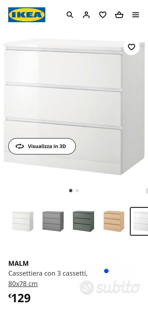 MALM Cassettiera con 3 cassetti, bianco, 80x78 cm - IKEA Italia