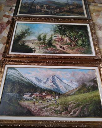 Tris Quadri olio su tela grandi dimensioni 145x80