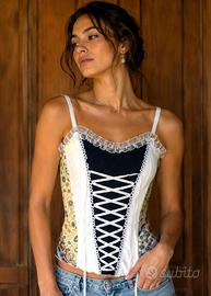 CORPETTO CORSETTO CON LACCI VOLANT TULLE  *NUOVO*