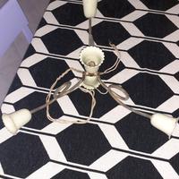 Lampadario vintage a 3 luci in ferro/ceramica  