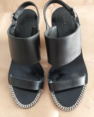Sandali Sandro Paris pelle nero fascia tacco
