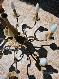 Lampadario candelabro in Ottone.