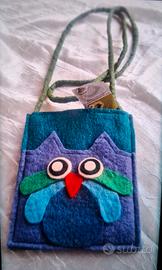 tracolla gufo feltro borsa