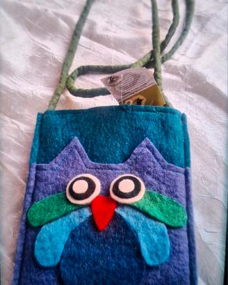 tracolla gufo feltro borsa