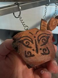 portachiavi in legno, piografato, 