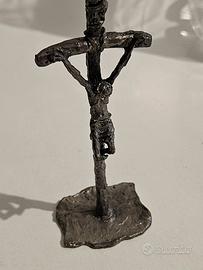 Antico Crocifisso in peltro autentico