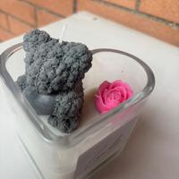 Candela artigianale orsetto in cuore di vetro