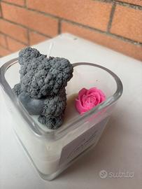 Candela artigianale orsetto in cuore di vetro
