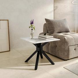 Tavolino con top in ceramica effetto marmo Nuovo