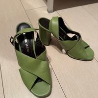 Sandali pelle verde Mauro Leone