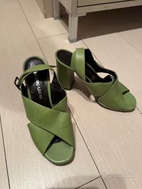 Sandali pelle verde Mauro Leone