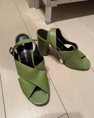 Sandali pelle verde Mauro Leone