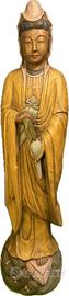 Statua Guanyin in legno intagliato