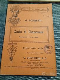 Libretto Opera originale "Linda di Chamounix" 