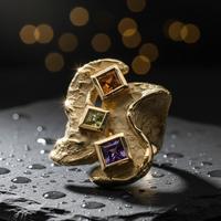 anello oro giallo 18 kt Taco Tormaline handmade