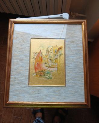 quadro nuovo con foglia in oro