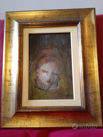 Quadro ad olio volto bambina