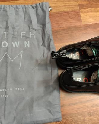 Leather Crown scarpe nere e verdi