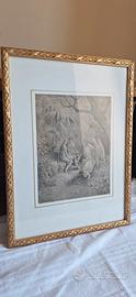 Incisione XIX sec Gustave Doré Paradiso Perduto