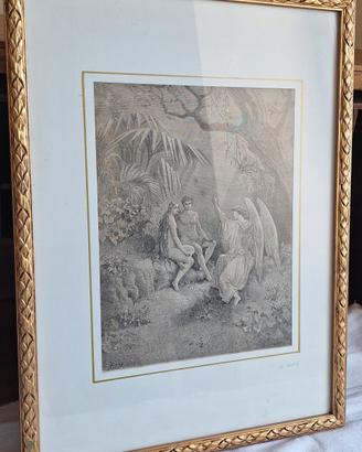 Incisione XIX sec Gustave Doré Paradiso Perduto