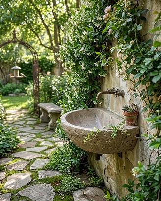 Lavabo d'Appoggio a Semicerchio in Travertino