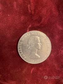 Moneta argento Elisabetta II 1965 dietro Churchill