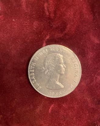 Moneta argento Elisabetta II 1965 dietro Churchill