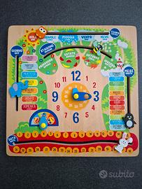 Calendario didattico in legno italiano/inglese