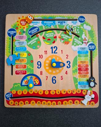 Calendario didattico in legno italiano/inglese