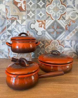 Set pentole vintage ferro smalto Westen Bassano