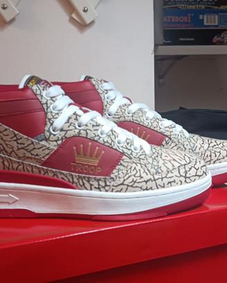 Troop Sneakers Pelle Bianco Oro Rosso 39.5/41/41.5