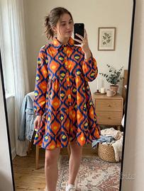 Vestito over blu e arancione