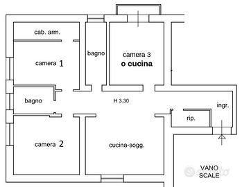 Granillo: 135 mq, 3 camere, 2 bagni e posto auto